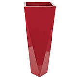 36 inch Gloss Red Fiberglass Tapered Square Planter: 12 inch Inside Dia.