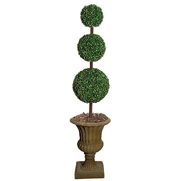 5 foot Boxwood Triple Ball Topiary: Synthetic Trunk