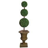 5 foot Boxwood Triple Ball Topiary: Synthetic Trunk