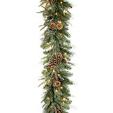 9 Foot Mixed Pine Garland: Clear Lights