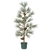 54 Inch Frosted White Pine Christmas Tree With Pine Cones