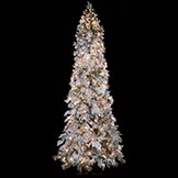 8 Foot Slim Heavy Flocked Snow Christmas Tree:  Clear Lights