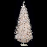 7 Foot Slim Frosted White Mountain Tinsel Christmas Tree: Clear Lights