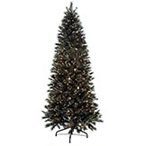 7.5 foot Black Glitter Pine Tree with Glitter: Clear Lights