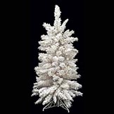 4 Foot White Flocked Pine Tree: Clear Lights
