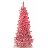 7.5 foot Pink Heavy Flocked Pine: Pink Mini Lights