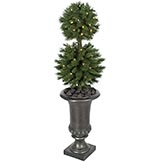 41 inch Double Ball Topiary: LED Lights: Potted