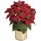 19 inch Poinsettia Bush with Red Flowers: Set of (12)