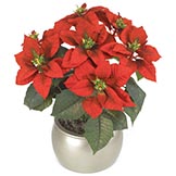 23 inch Poinsettia Bush with Red Flowers: Set of (6)
