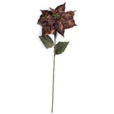 31 inch Purple & Gold Poinsettia Stem with Glitter: Set of (12)
