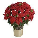 23 inch Poinsettia Bush with Red Flowers: Set of (12)