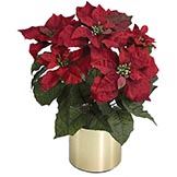 21 inch Poinsettia Bush with Red Flowers: Set of (6)