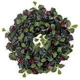 19 Inch Holly Wreath with Red Berries: Set of (2)