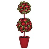21 inch Double Ball Topiary in Red Pot