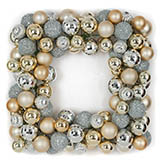 24 inch Mixed Ornament Ball Square Wreath: Gold/Silver
