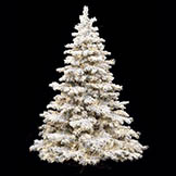 7.5 foot White Flocked/Glittered Pine Tree: Clear LEDs