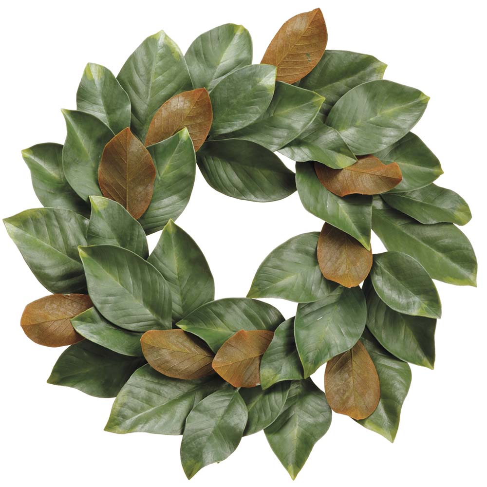 24 inch Artificial Magnolia Leaf Wreath XHW010GR