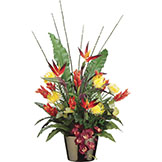40 inch Bird of Paradise, Protea, & Ginger Flowers in Ceramic Pot