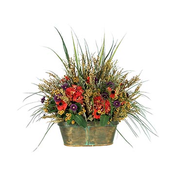 Summertime Arrangement in Large Splitwood Planter