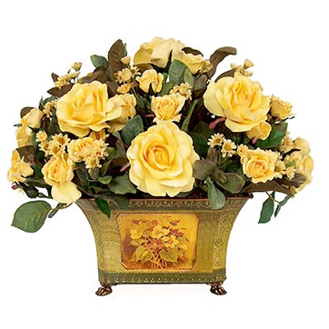 Roses in Medium Tole Planter