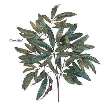 32 inch Deluxe Mango Leaf Branch with Red-Green Leaves
