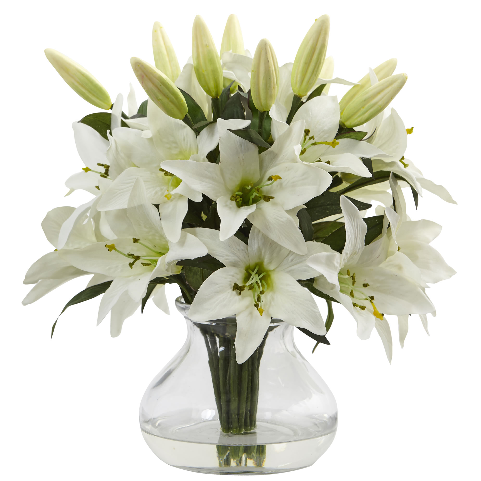 13.5 inch White Lily Arrangement with Vase
