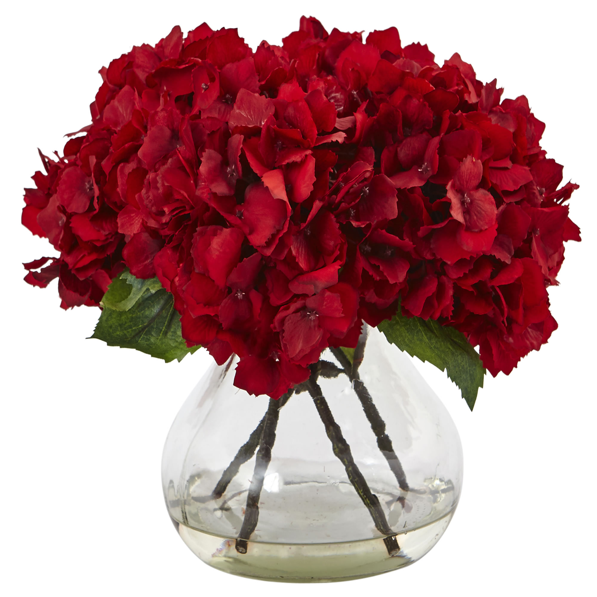 8.5 inch Red Hydrangea in Vase