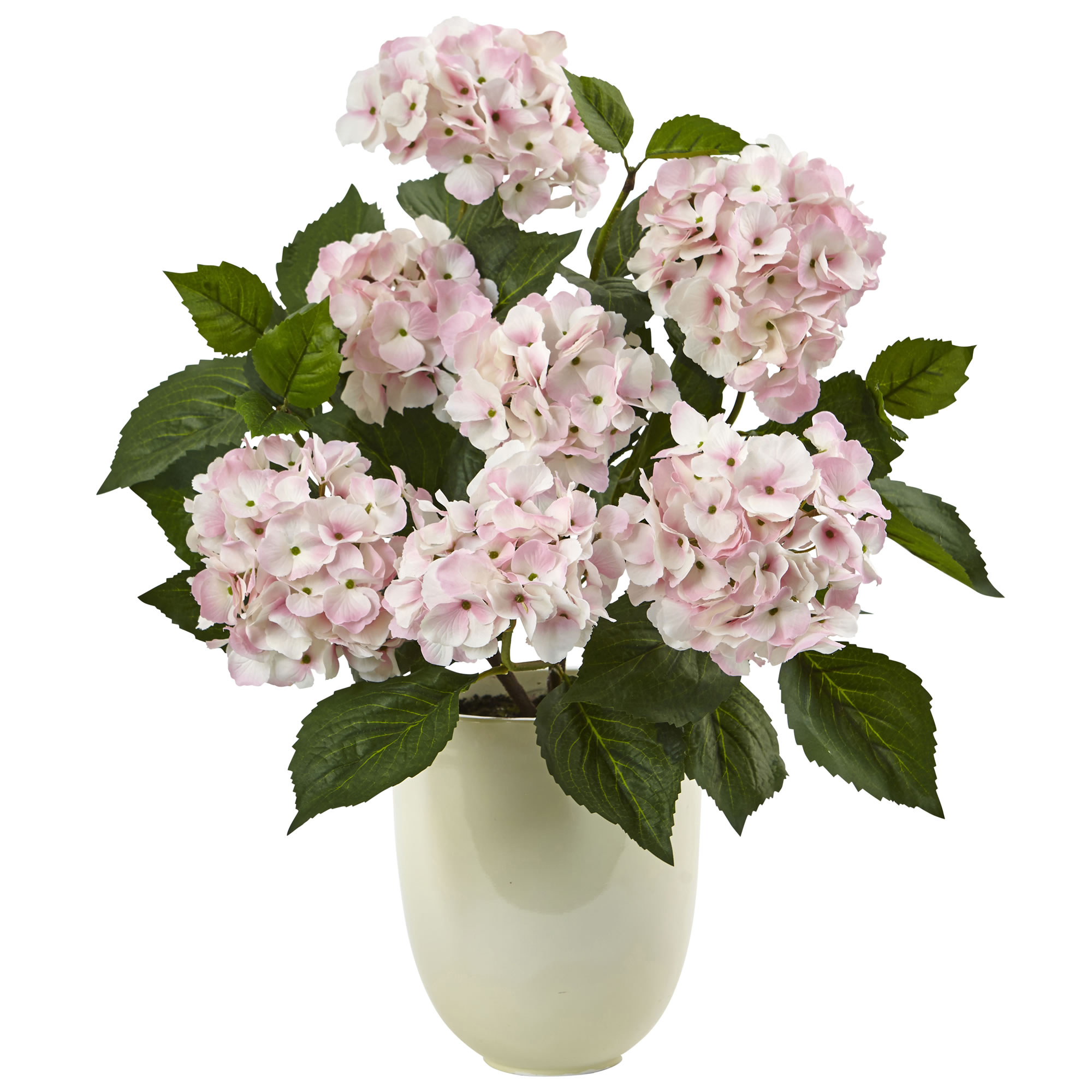 22 inch White, Pink Hydrangea in White Planter