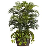 4.5 foot Double Areca Palm and Pothos in Decorative Container