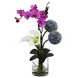 26 inch Indoor Calla Lily, Orchid & Ball Flower Arrangement in Vase