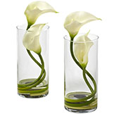 10.5 inch Silk Double Calla Lily in Vase (Set of 2)