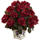 23 inch Indoor Silk Hydrangea with Large Floral Planter