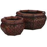 Rounded Octagon Decorative Planters (Set of 2: Multiple Sizes)