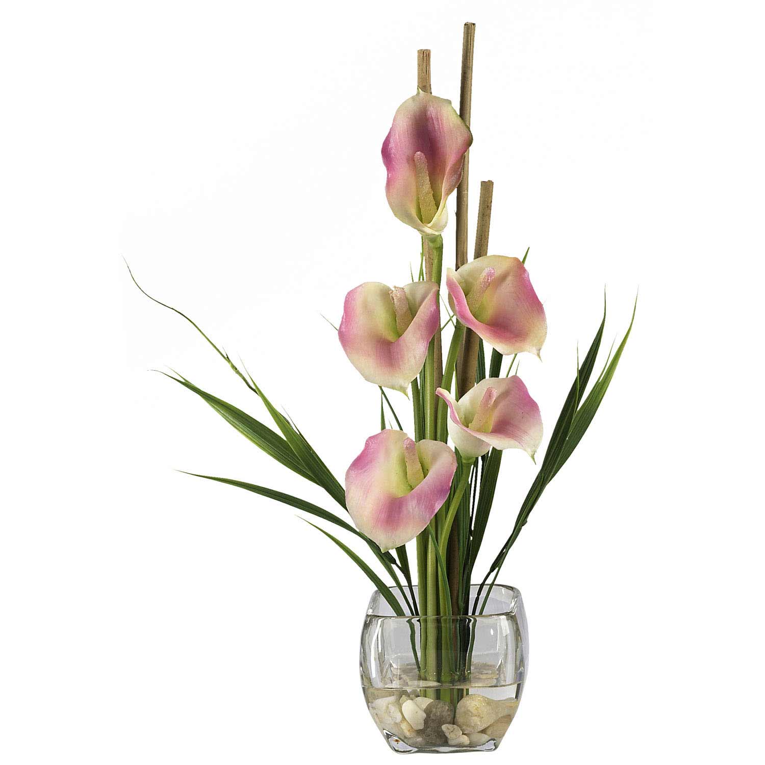 Calla Lilly Silk Flower Arrangement in Acrylic Water 1118 Nearly Natural