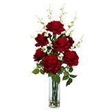 Roses with Cherry Blossoms Silk Arrangement