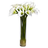 Silk Calla Lillies with Tall Cylinder Vase