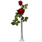 Silk Roses with Tall Bud in Vase