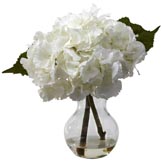 13 inch Silk Blooming Hydrangea Arrangement in Vase