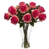 18 inch Artificial Blooming Roses Arrangement in Vase