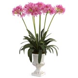 34 inch Artificial African Lily Arrangement in Urn: Multiple Colors