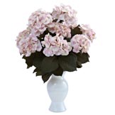 22.5 inch Silk Hydrangea Arrangement in White Vase