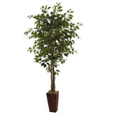 6 foot Artificial Ficus Tree in Bamboo Planter