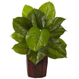 28 inch Silk Large Leaf Philodendron Decorative Planter