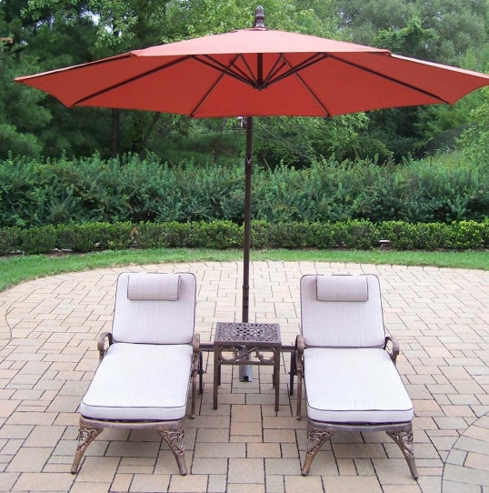 Oakland Living Elite Chaise Lounges: Side Table, Umbrella 1108 Slim Logo; Elite Chaise Lounges: Side Table, Umbrella - Oakland Living Elite Chaise Lounges: Side Table, Umbrella 1108