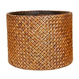 16 inch Round Basket Weave Rattan Planter: Fits 14 inch pots