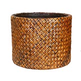 13.5 inch Round Basket Weave Rattan Planter: Fits 11 inch pots
