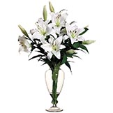 Silk Stargazer Lilies in Acrylic Water