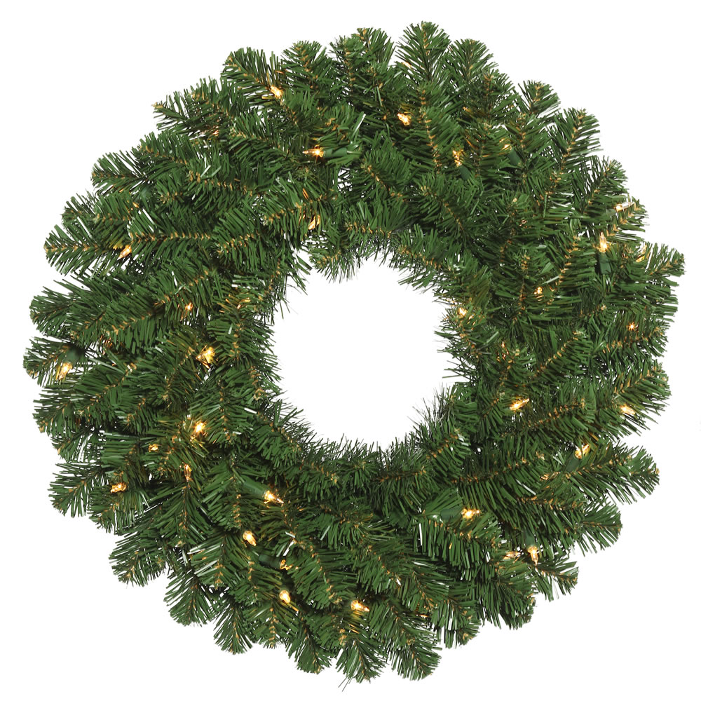 36 inch Oregon Fir Wreath: Clear Lights
