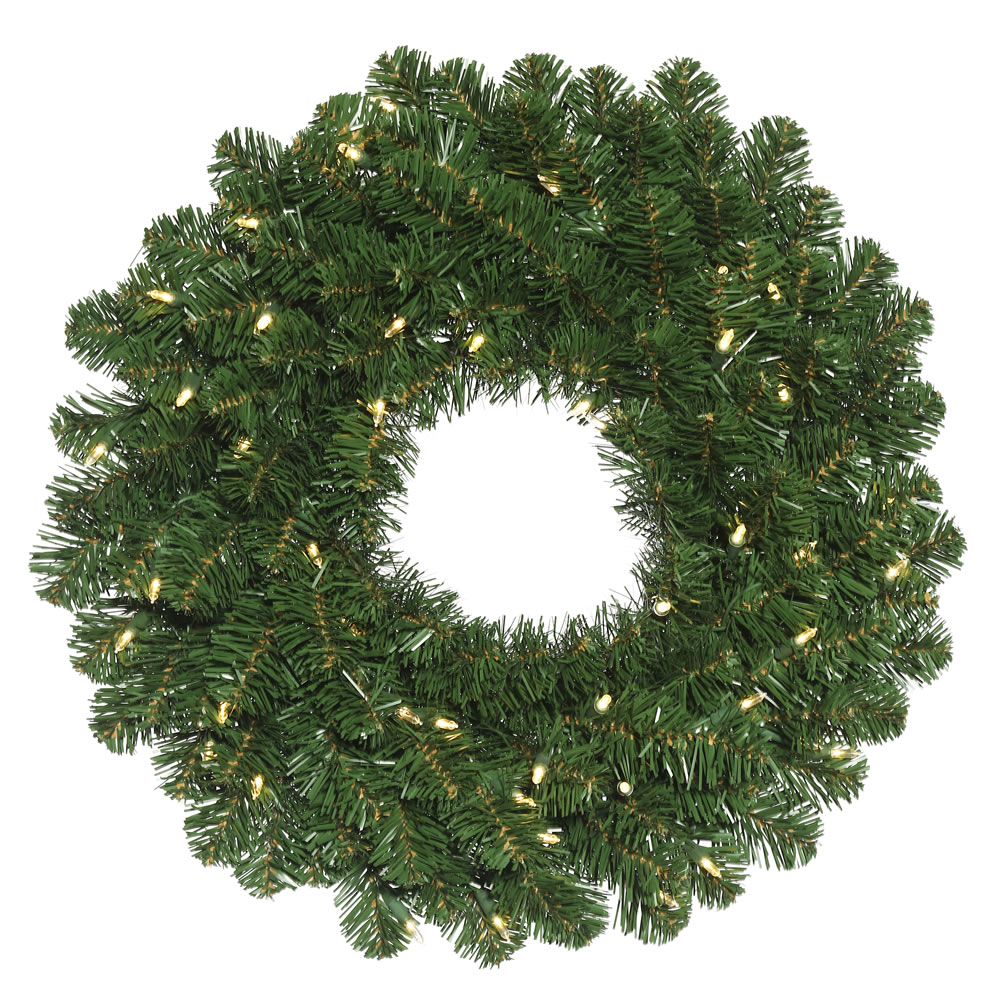 36 inch Oregon Fir Wreath: Clear LED Lights