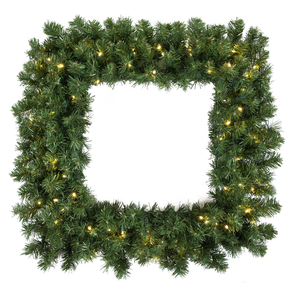 30 inch Grand Teton Square Wreath: Clear LEDs